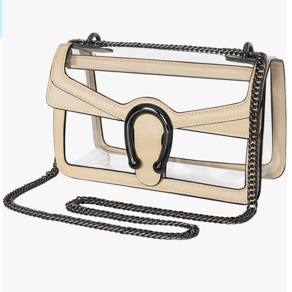 Elegant Clear Stadium Approved Crossbody Shoulder Bag with Chain (New)